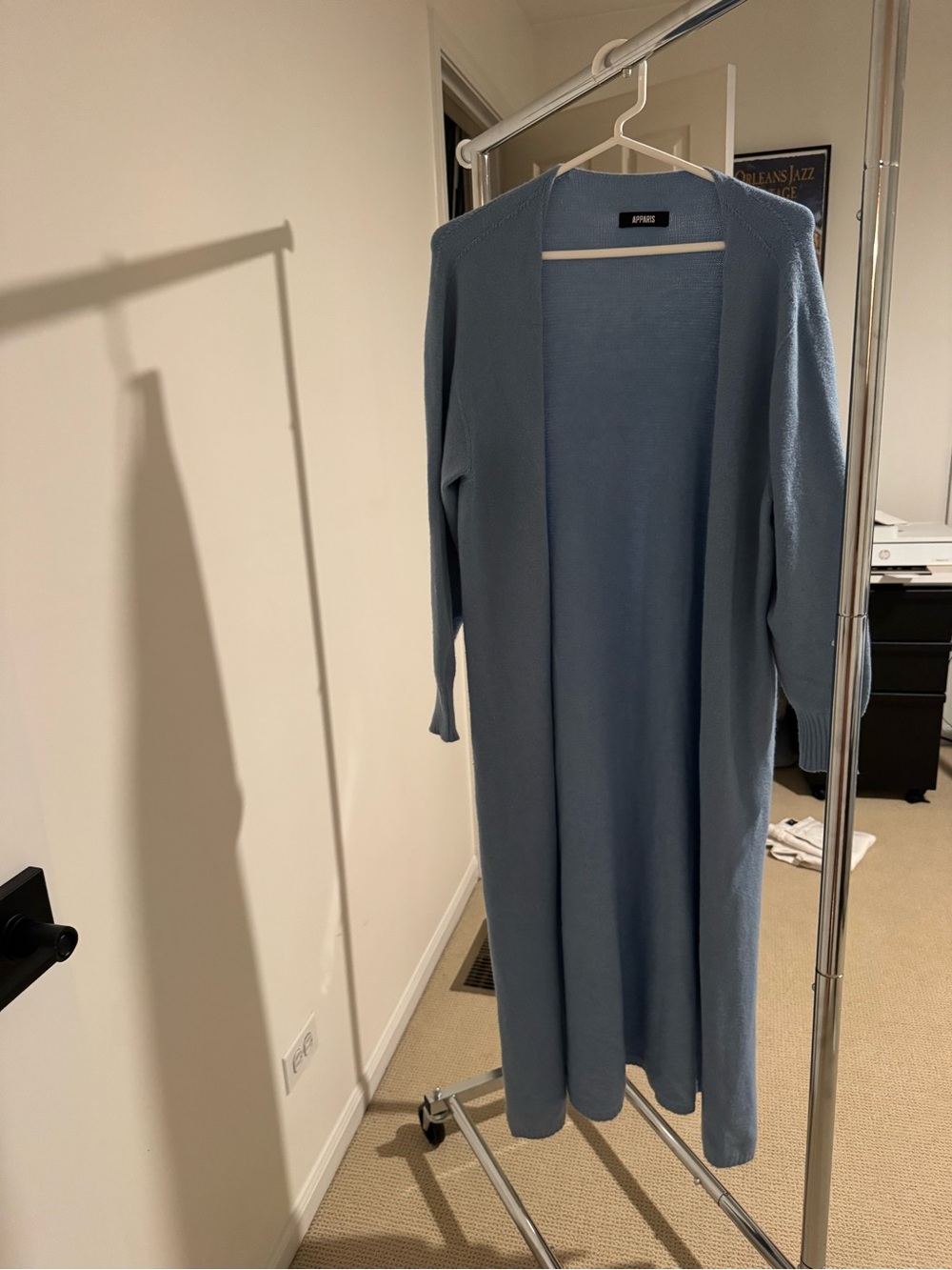 Apparis knit long cardigan light blue